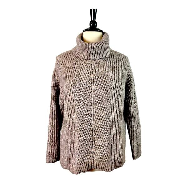 Time and Tru Sweater Turtleneck Heavy Knit Tan Oatmeal Women’s Size Large 12/14 - Picture 1 of 12